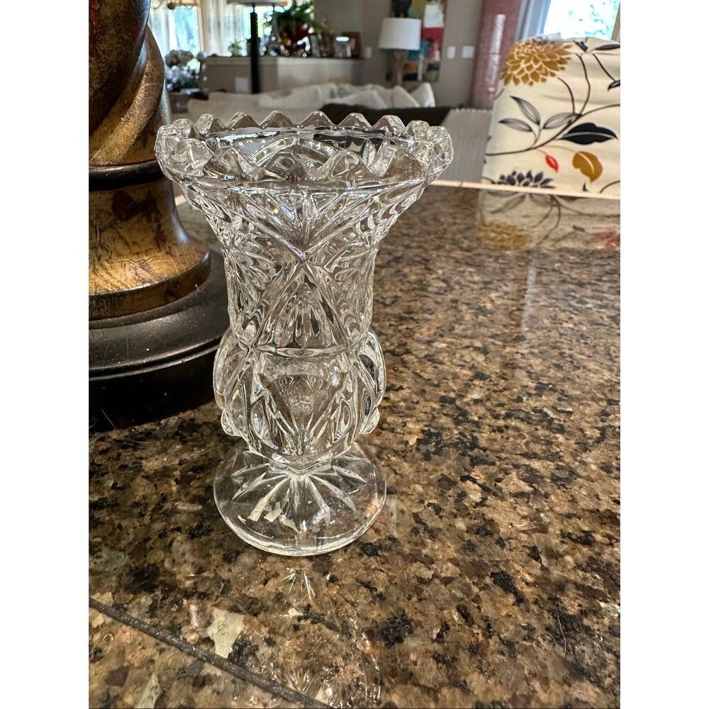 Vintage cut, glass face or toothpick holder